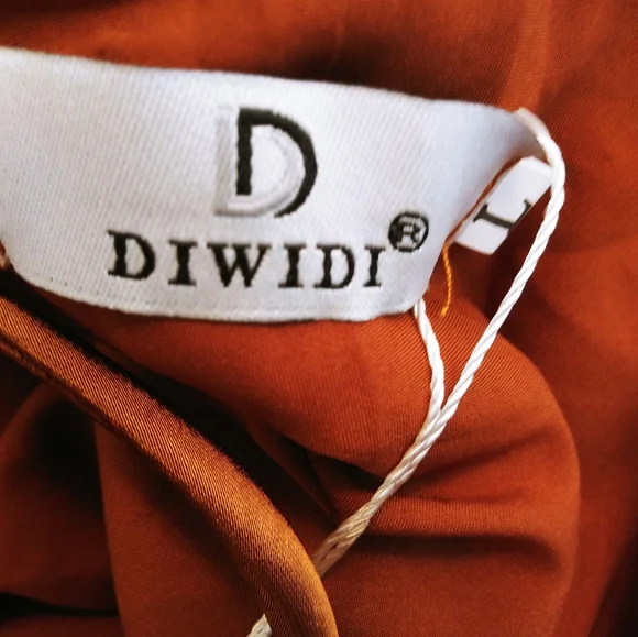 DIWDI Satin Bronze Maxi Dress Size L - Picture 4 of 5